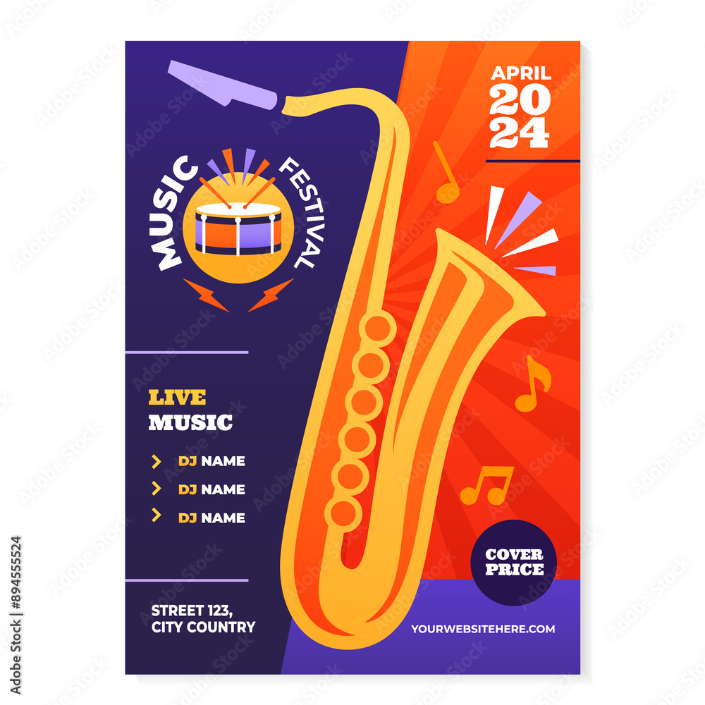 Fotografie Music logo hand drawn poster