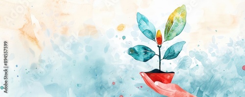 Ethical loans for community growth, sustainable finance, watercolor style