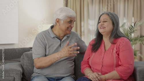 Wallpaper Mural Happy Indian old couple talking to each other Torontodigital.ca