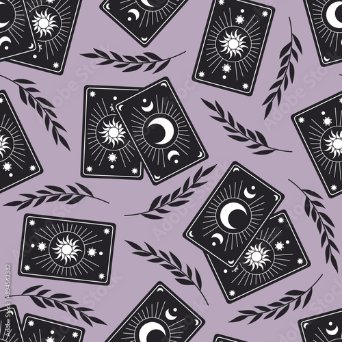 Vector witchcraft seamless pattern. Magic background