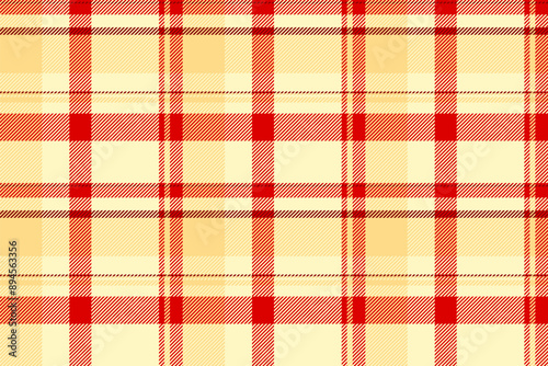 Male texture fabric seamless, full check pattern tartan. 1970s plaid background vector textile in light and amber colors.