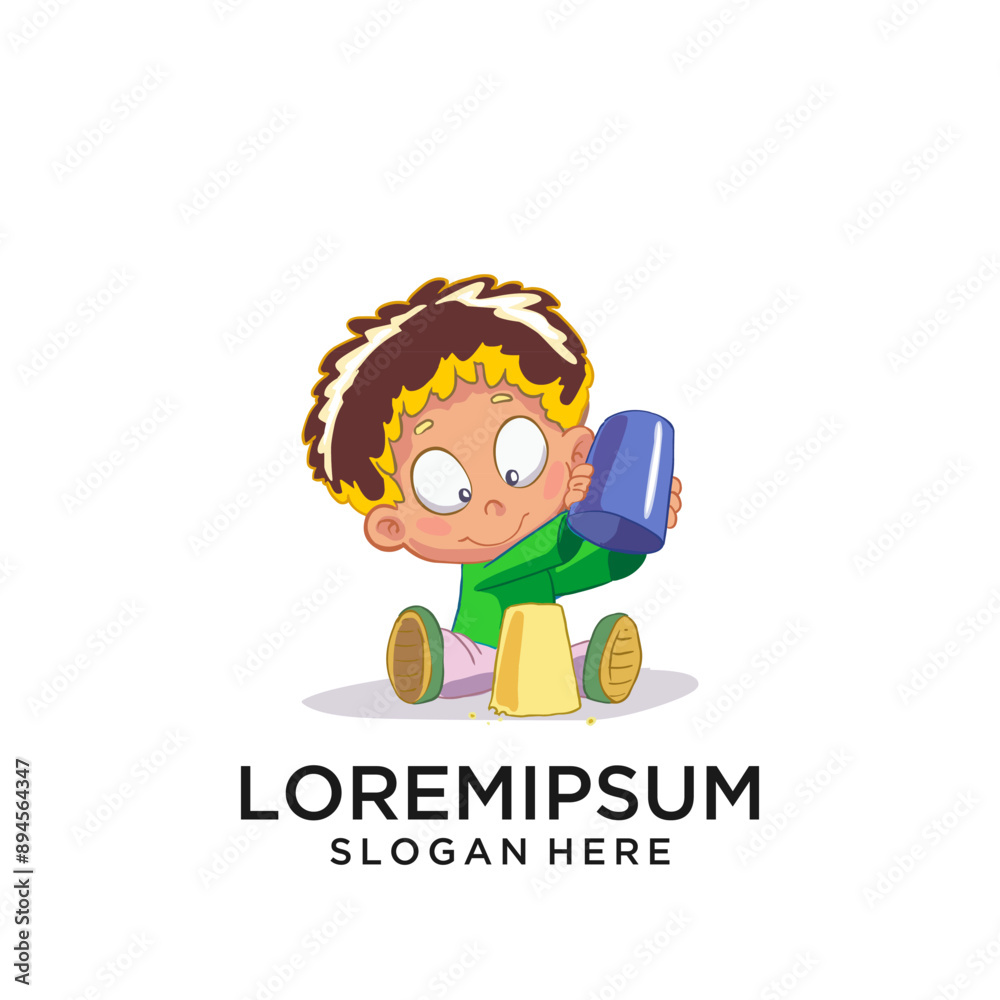 cartoon toddler playing cartoon toddler playing