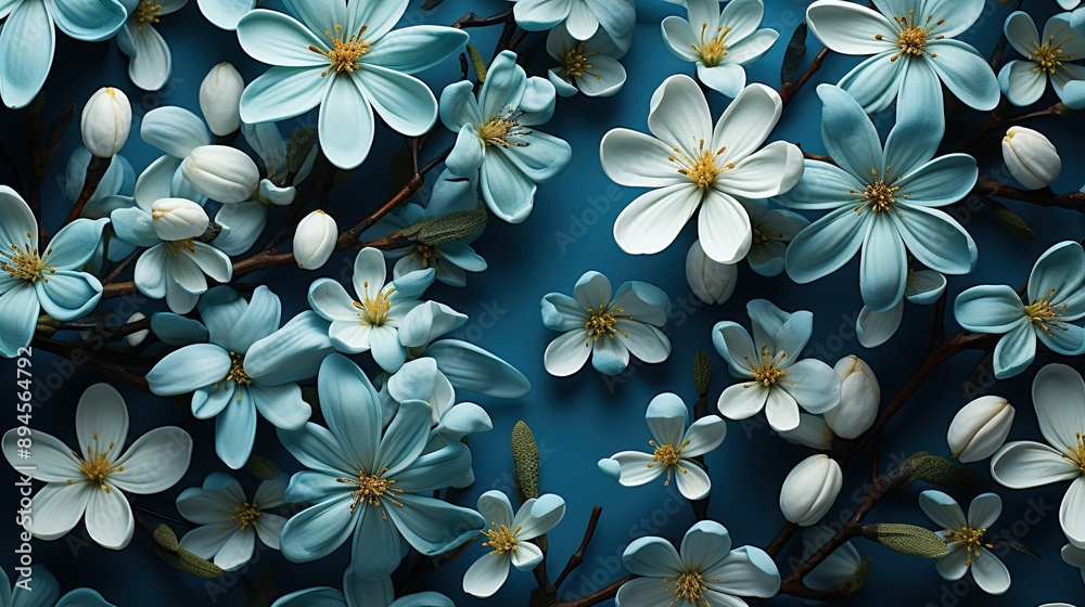 flowers on blue flowers on blue