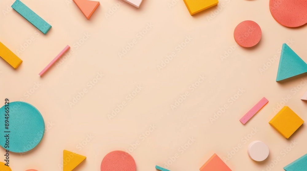 Colorful geometric shapes arranged in a playful pattern on a light background, perfect for creative design and educational purposes. Colorful geometric shapes arranged in a playful pattern on a light background, perfect for creative design and educational purposes.