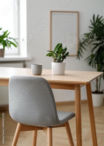 Grey Chair at Minimalist Desk