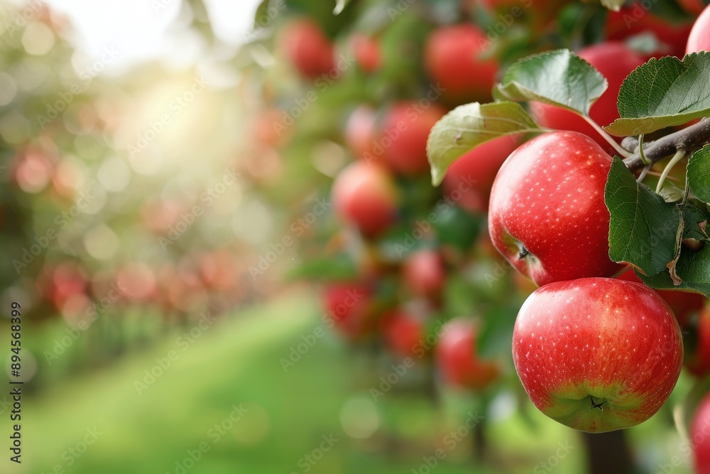 Red Apples on Branch in Orchard Red Apples on Branch in Orchard