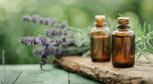 Essential Oils on Wooden Surface