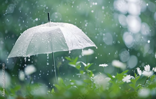 Umbrella Covered in Raindrops