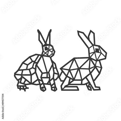 Two geometric rabbits side by side