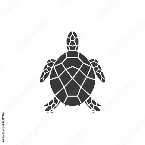 black and white silhouette of a turtle with its shell facing the viewer