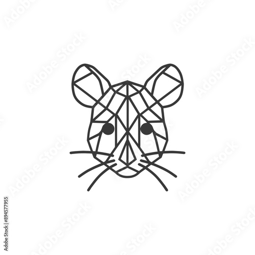 geometrically designed rodent with large ears and whiskers