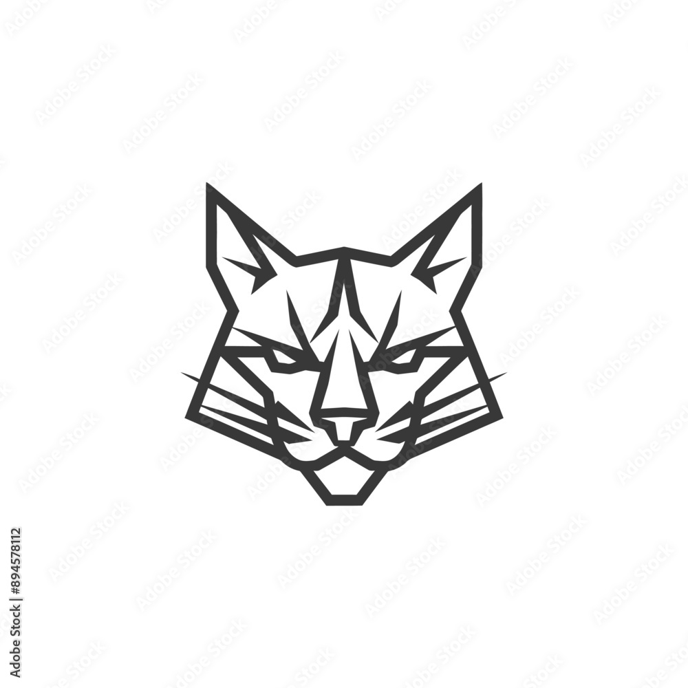 Geometric Cat Face in Bold Black Lines Geometric Cat Face in Bold Black Lines