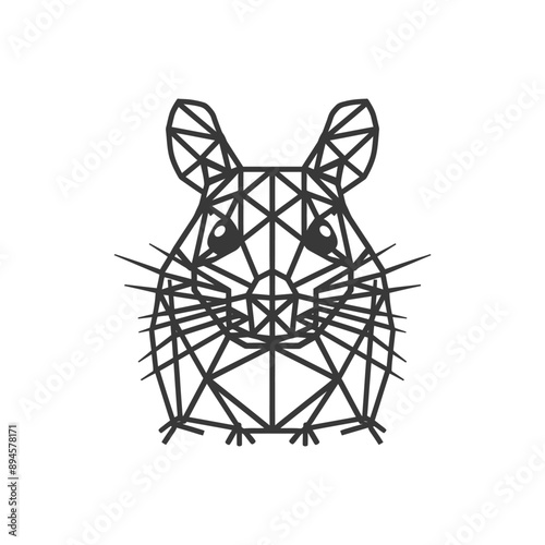 geometric design of a hamster with large eyes and whiskers