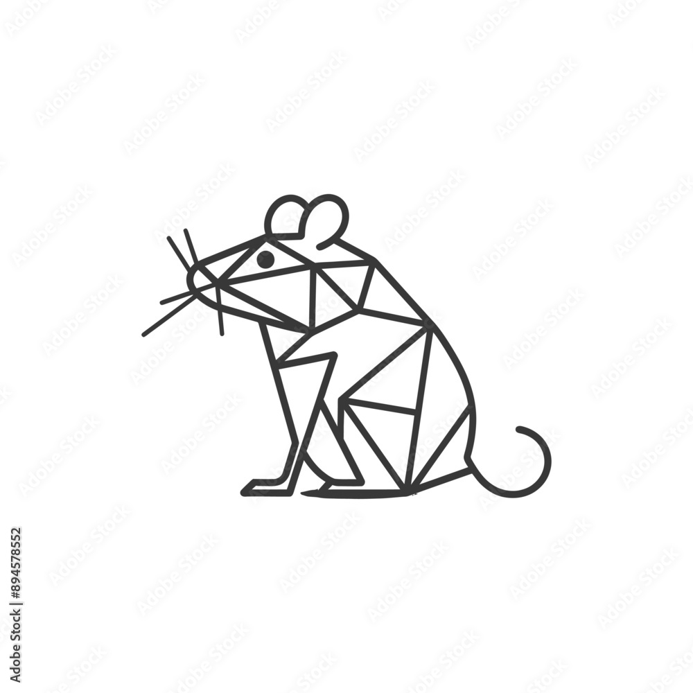geometric mouse sits with its tail curled geometric mouse sits with its tail curled