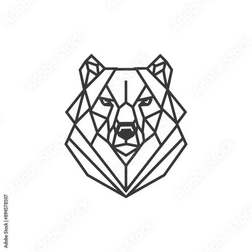 geometric line drawing of a bear face