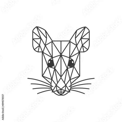 geometric mouse with big eyes and whiskers