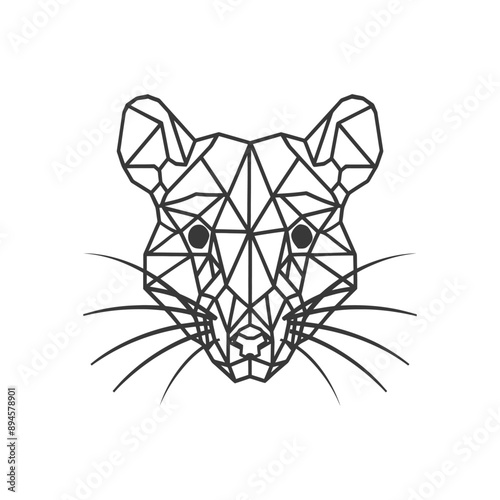 Geometric Rat Head With Sharp Whiskers