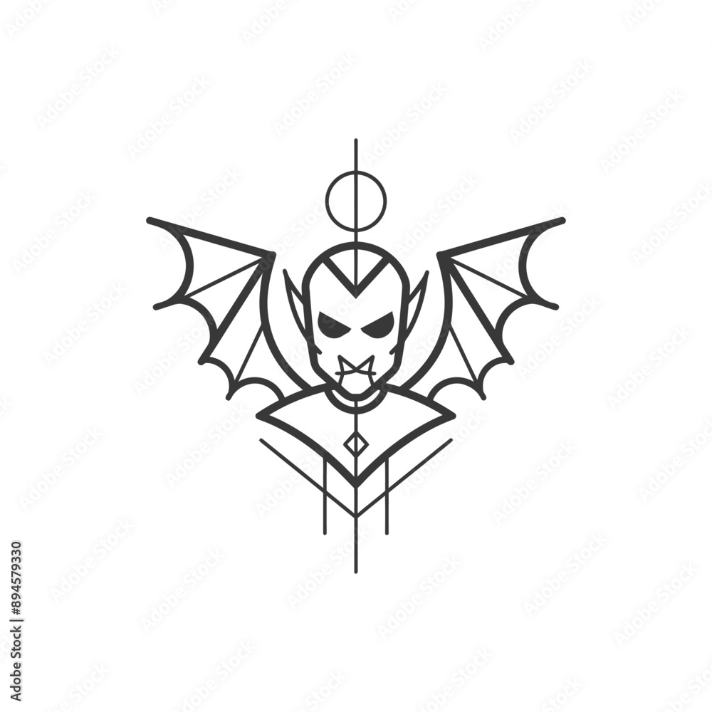 minimalist line drawing of a vampire with wings minimalist line drawing of a vampire with wings