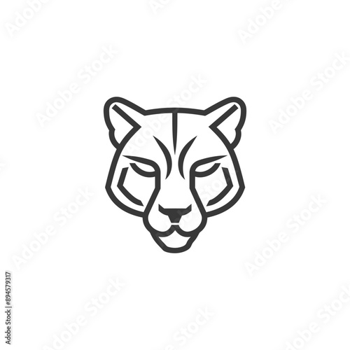 line drawing of a fierce looking feline