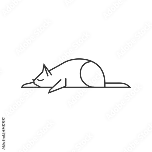 simple line drawing of a cat sleeping