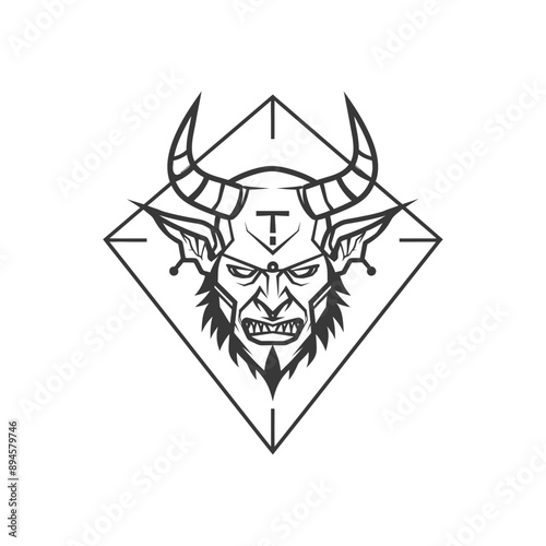 Demonic creature with horns and a fierce expression