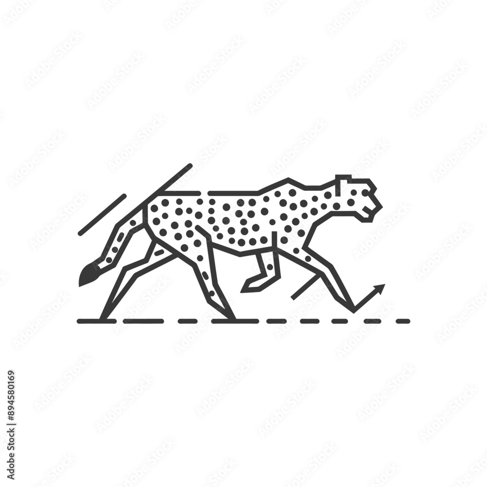 Fototapeta premium geometric art design cheetah running fast
