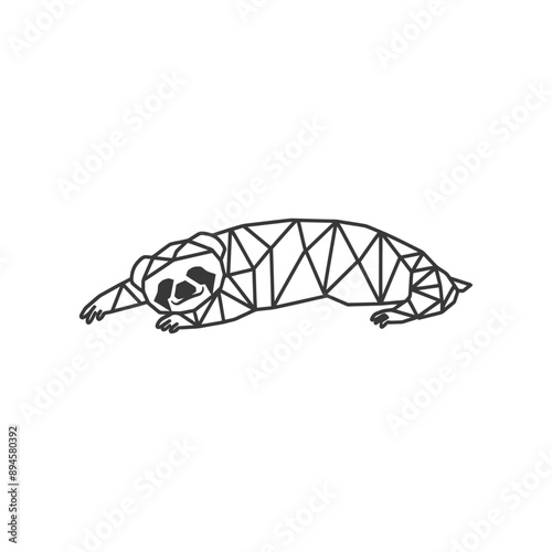 Geometric art sloth taking a nap