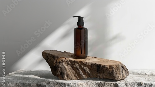 Spray bottle rock wood cosmetics. photo