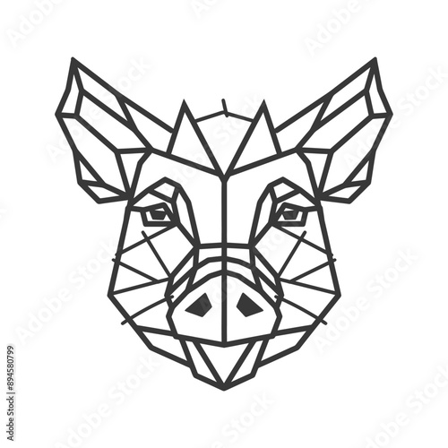 Geometric boar with sharp lines and a determined look