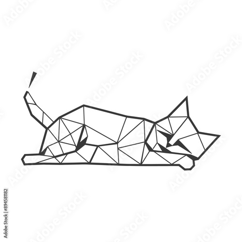 Geometric cat in a peaceful slumber