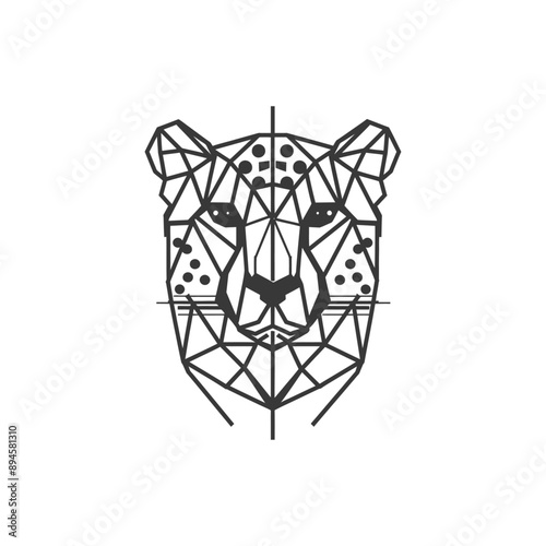 Geometric cheetah face art Geometric animal design