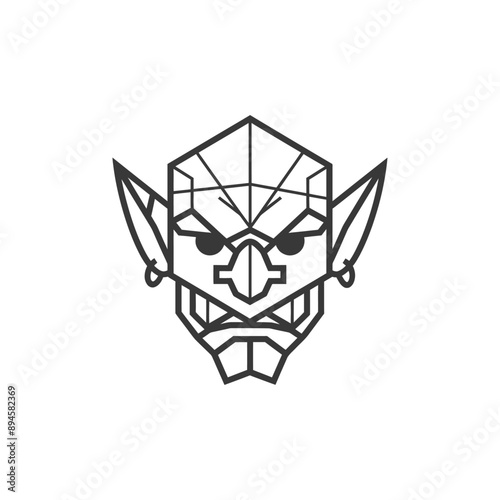 Geometric goblin with a serious expression