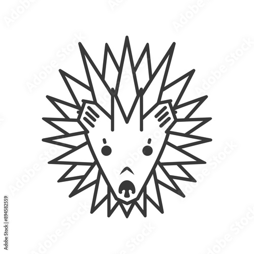 Geometric hedgehog with a spiky mane
