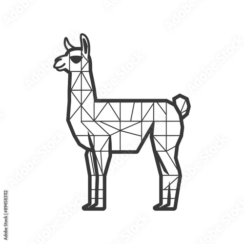 Geometric Llama Line Art: Low Poly Andean Animal Illustration