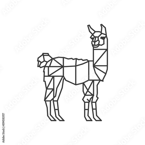 Geometric Llama Line Art: Minimalist Andean Animal Illustration