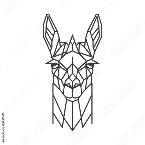Geometric llama portrait Simple line art
