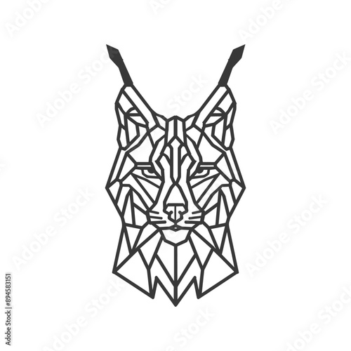 Geometric lynx head with sharp details