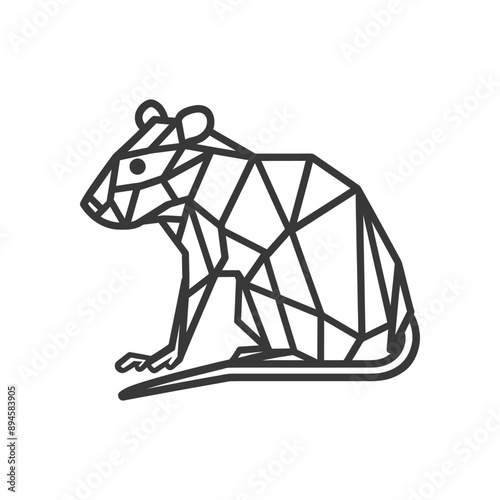 Geometric rat in black and white