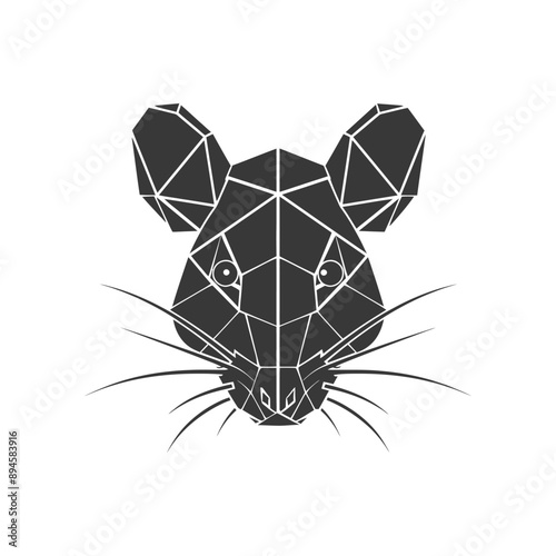 Geometric rat with a watchful gaze