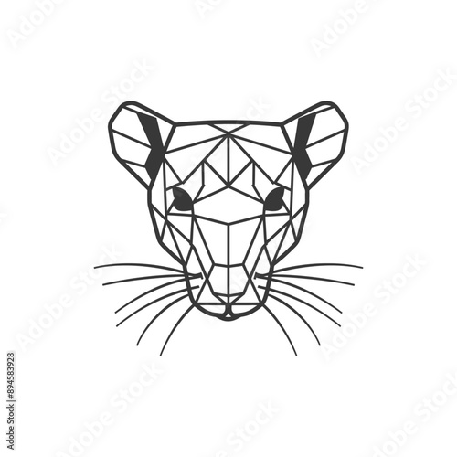Geometric rat with piercing gaze