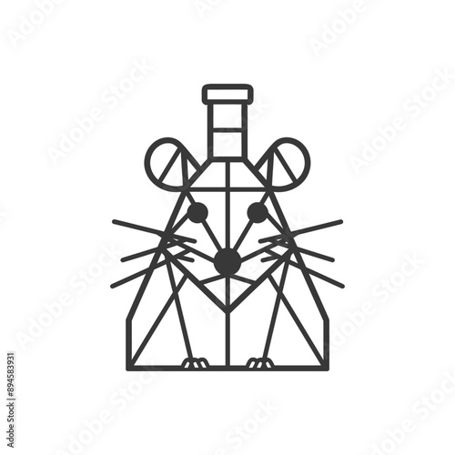 Geometric rat with a bottle on its head