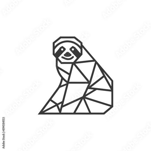 Geometric sloth with a happy face