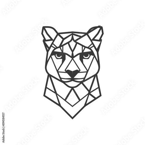 Geometric snow leopard with a fierce gaze