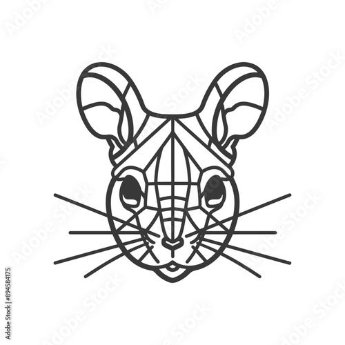 Geometric rodent portrait with intricate lines