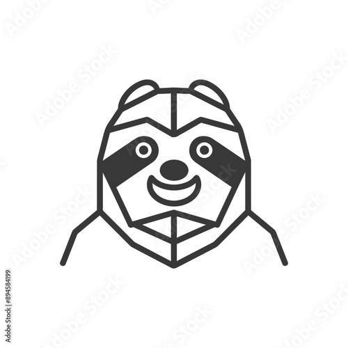 Geometric sloth with a happy smile