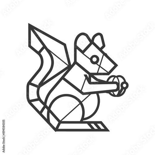 Geometric squirrel holding a nut