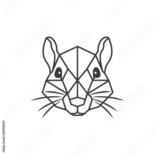 Geometric squirrel face with bold lines