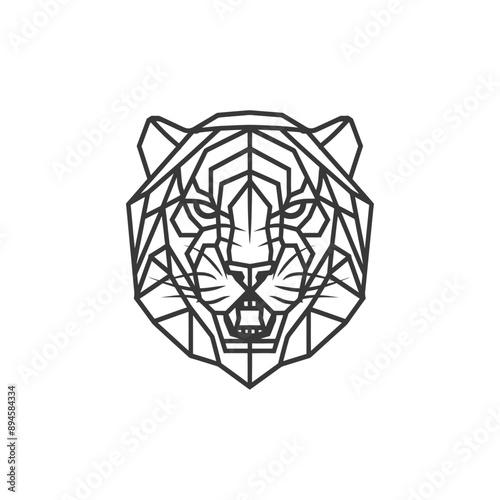 Geometric tiger face a fierce design
