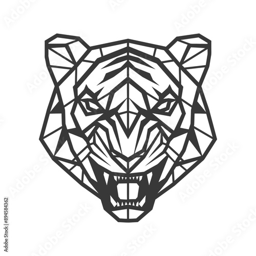 Geometric tiger with a fierce expression