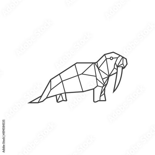 Geometric Walrus with Striking Tusks